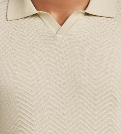 Hechter Paris Polos*Modern Fit Short Sleeve Johnny-Collar Sweater Knit Polo Sand
