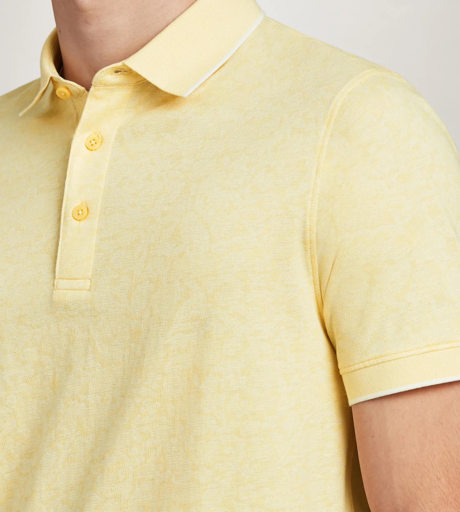Jermyn & Bond Polos*Modern Fit Short Sleeve Jacquard Polo White