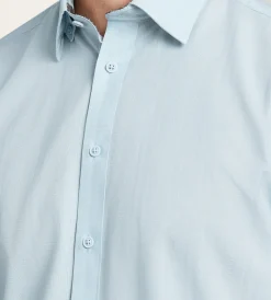 Hechter Paris Short Sleeve Shirts|Casual Shirts*Modern Fit Short Sleeve Linen Like Solid Casual Shirt Light blue