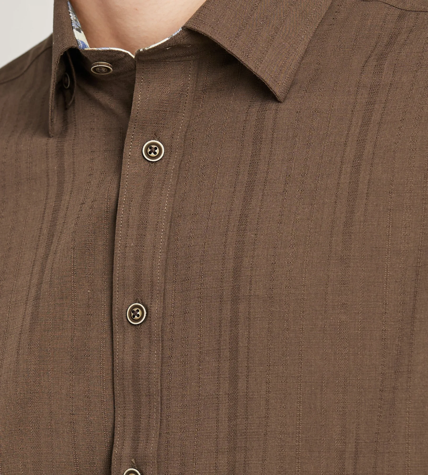 Hechter Paris Short Sleeve Shirts|Casual Shirts*Modern Fit Short Sleeve Linen Like Solid Casual Shirt Brown