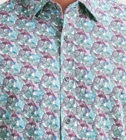 Hechter Paris Short Sleeve Shirts|Casual Shirts*Modern Fit Short Sleeve Leaf Pattern 360 Stretch Casual Shirt Multi