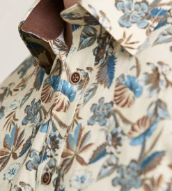 Hechter Paris Short Sleeve Shirts|Casual Shirts*Modern Fit Short Sleeve Linen Like Floral Pattern Casual Shirt Tan