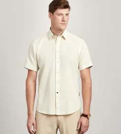 Hechter Paris Short Sleeve Shirts|Casual Shirts*Modern Fit Short Sleeve Linen Like Solid Casual Shirt Ivory