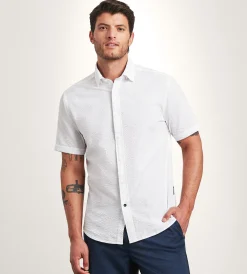 Hechter Paris Short Sleeve Shirts|Casual Shirts*Modern Fit Short Sleeve Seersucker Casual Shirt White