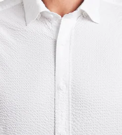 Hechter Paris Short Sleeve Shirts|Casual Shirts*Modern Fit Short Sleeve Seersucker Casual Shirt White