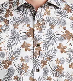 Jermyn & Bond Short Sleeve Shirts|Casual Shirts*Modern Fit Short Sleeve Tropical Pattern Casual Shirt White