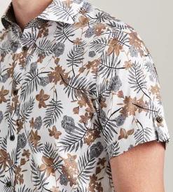 Jermyn & Bond Short Sleeve Shirts|Casual Shirts*Modern Fit Short Sleeve Tropical Pattern Casual Shirt White
