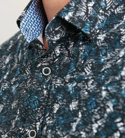 Hechter Paris Short Sleeve Shirts|Casual Shirts*Modern Fit Short Sleeve Textured Pattern 360 Stretch Casual Shirt Black