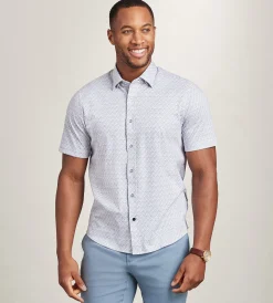 Hechter Paris Short Sleeve Shirts|Casual Shirts*Modern Fit Short Sleeve Textured Pattern 360 Stretch Casual Shirt White