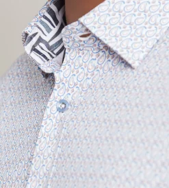 Hechter Paris Short Sleeve Shirts|Casual Shirts*Modern Fit Short Sleeve Textured Pattern 360 Stretch Casual Shirt White