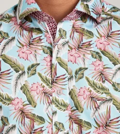 Jermyn & Bond Short Sleeve Shirts|Casual Shirts*Modern Fit Short Sleeve Tropical Pattern Casual Shirt Teal