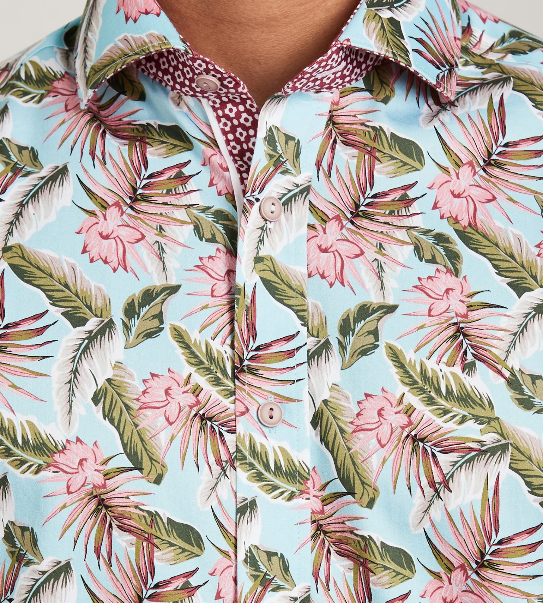 Jermyn & Bond Short Sleeve Shirts|Casual Shirts*Modern Fit Short Sleeve Tropical Pattern Casual Shirt Teal