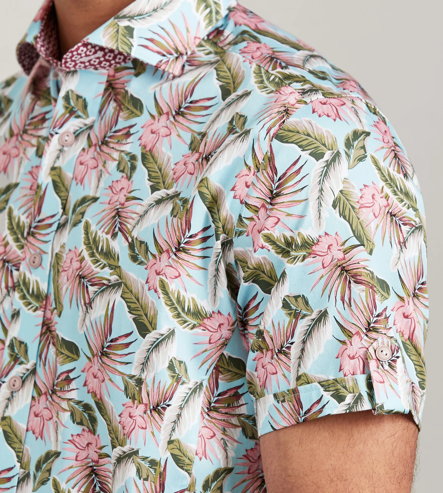 Jermyn & Bond Short Sleeve Shirts|Casual Shirts*Modern Fit Short Sleeve Tropical Pattern Casual Shirt Teal
