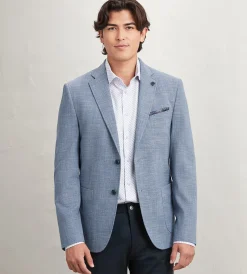 Hechter Paris Sport Jackets*Modern Fit Textured Solid Sport Jacket Blue