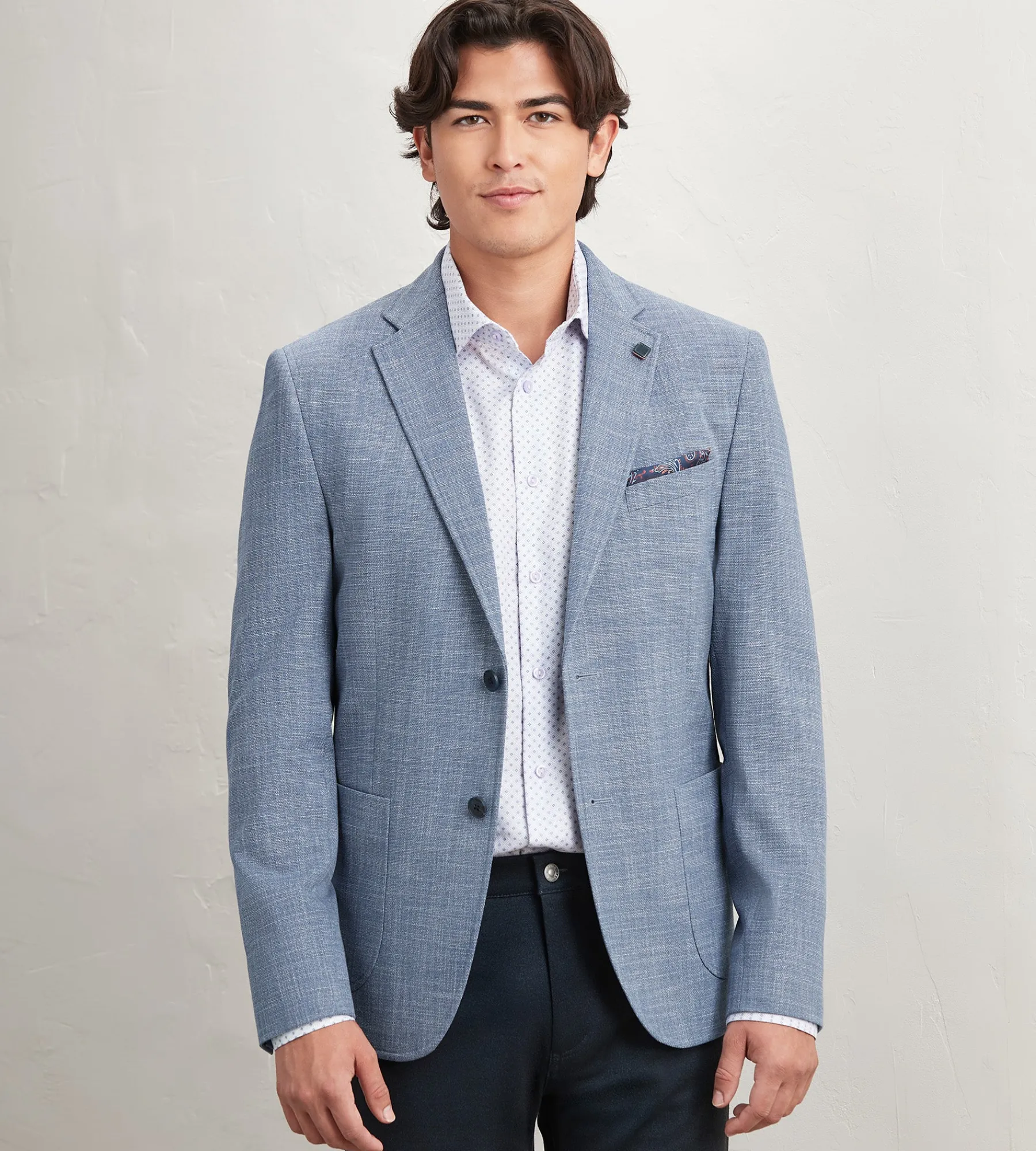 Hechter Paris Sport Jackets*Modern Fit Textured Solid Sport Jacket Blue