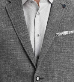 Hechter Paris Sport Jackets*Modern Fit Textured Solid Sport Jacket Charcoal