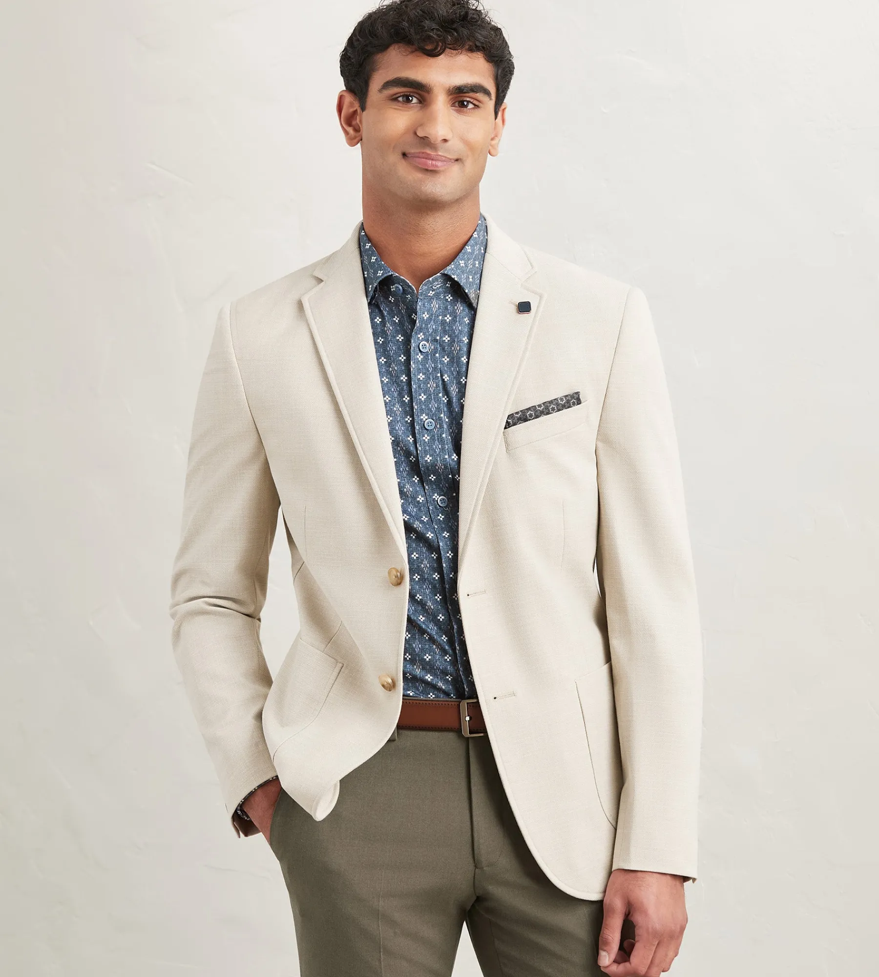 Hechter Paris Sport Jackets*Modern Fit Textured Solid Sport Jacket Tan