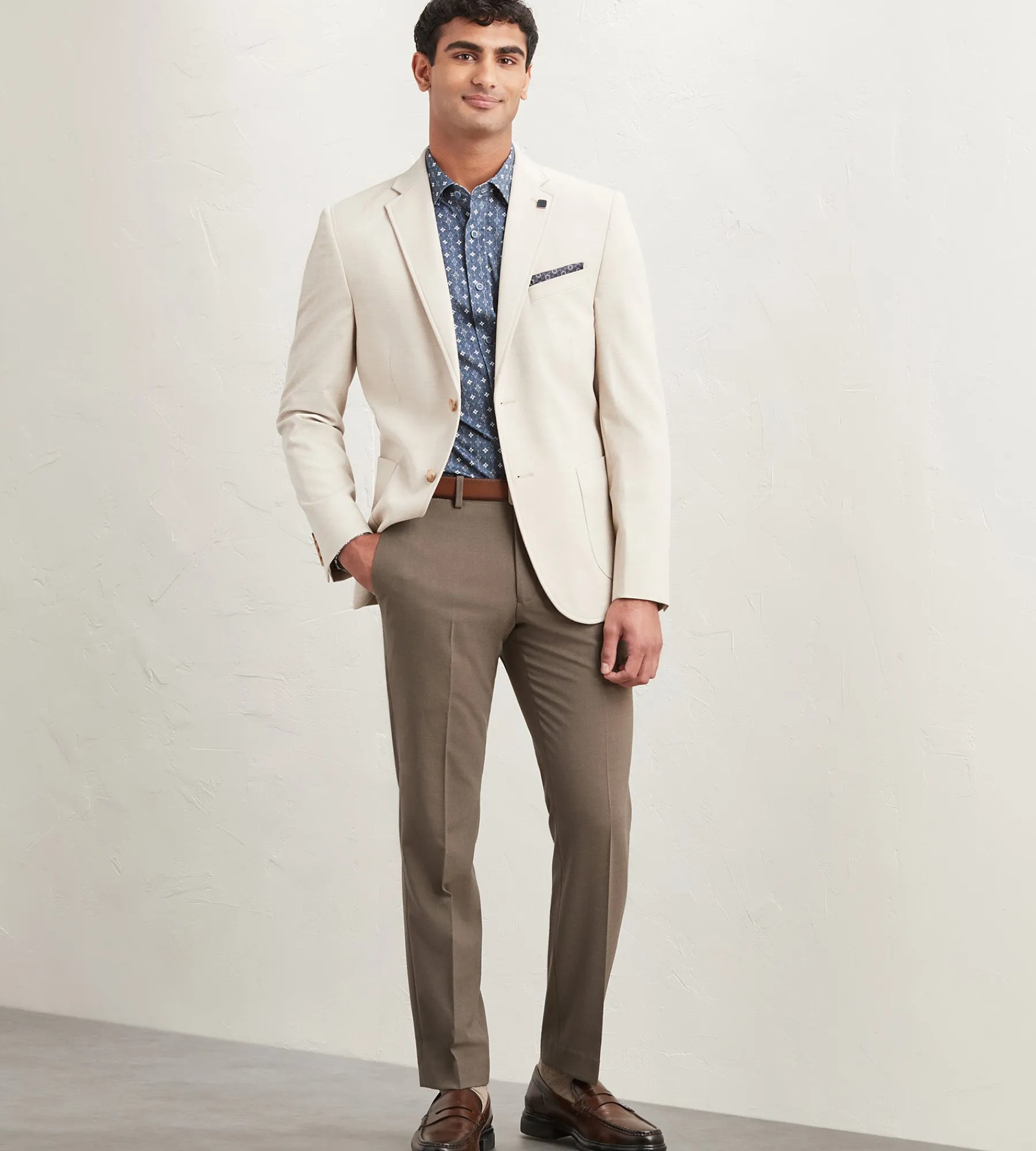 Hechter Paris Sport Jackets*Modern Fit Textured Solid Sport Jacket Tan