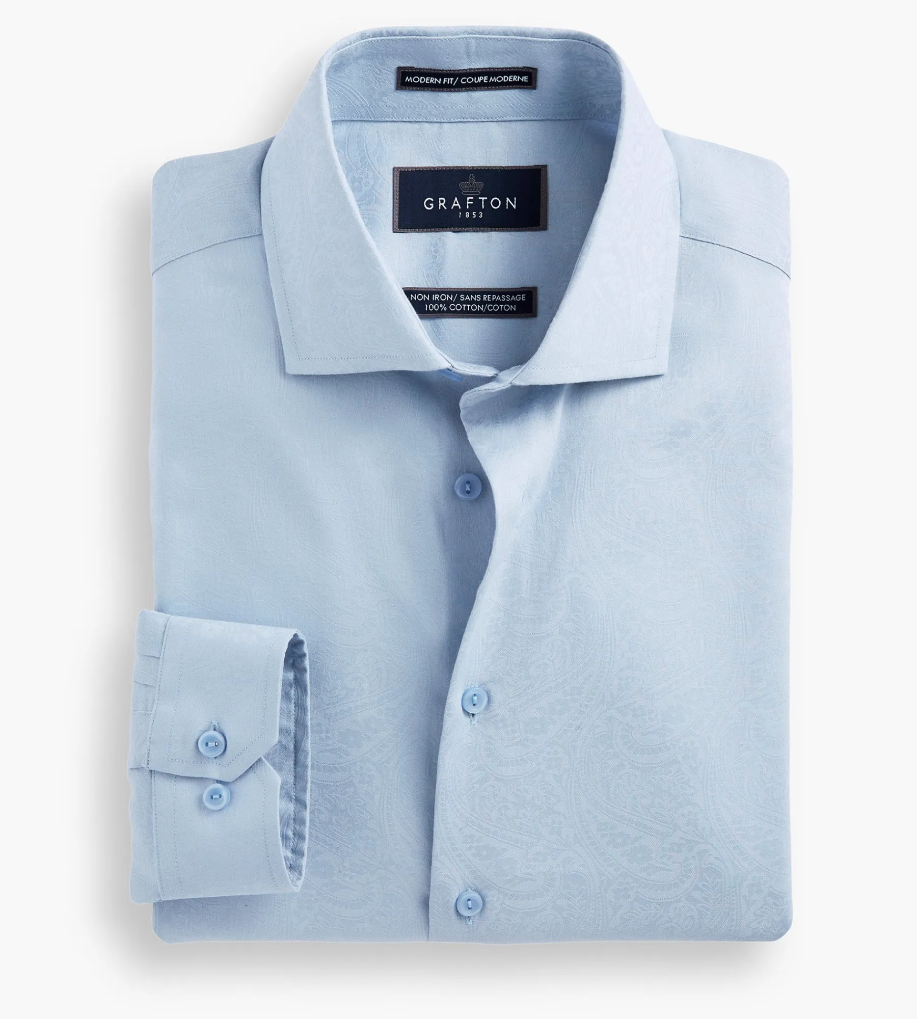 Grafton 1853 Dress Shirts*Modern Fit Ultra-Luxe Paisley Dress Shirt Light blue