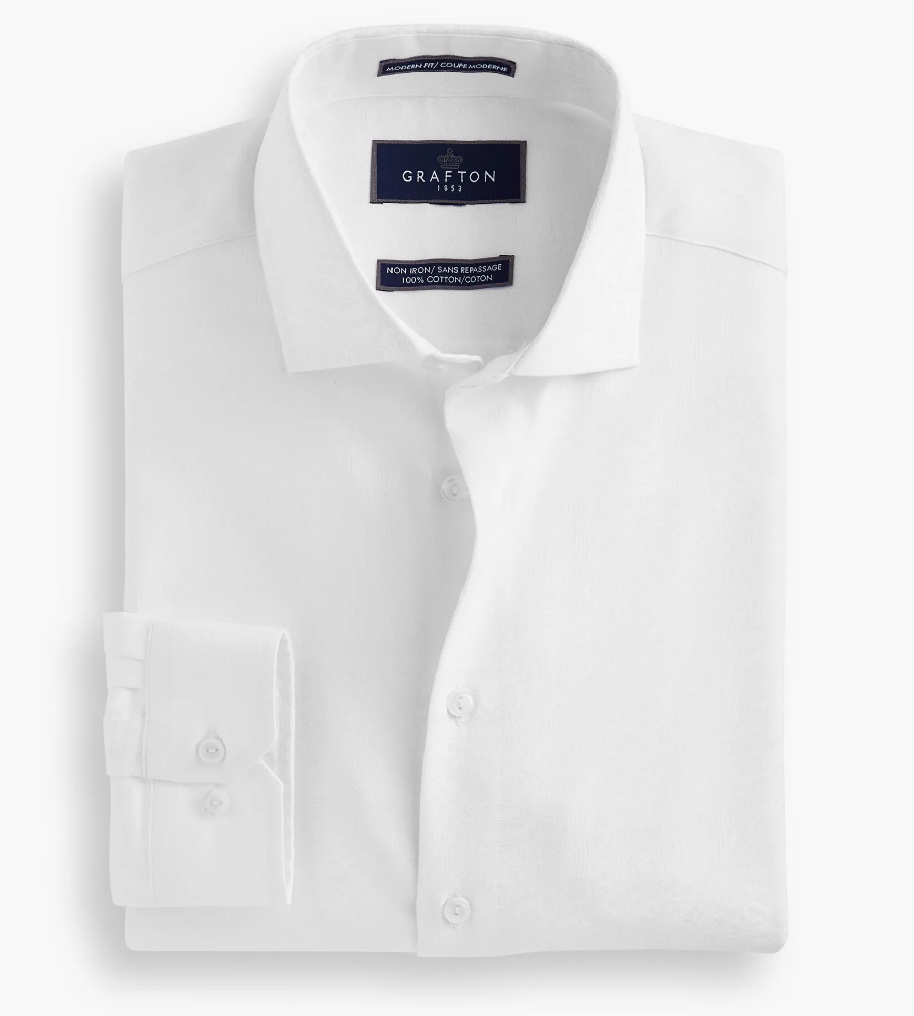 Grafton 1853 Dress Shirts*Modern Fit Ultra-Luxe Paisley Dress Shirt White