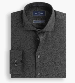 Grafton 1853 Dress Shirts*Modern Fit Ultra-Luxe Paisley Dress Shirt Grey