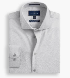 Grafton 1853 Dress Shirts*Modern Fit Ultra-Luxe Pasiley Dress Shirt Light grey