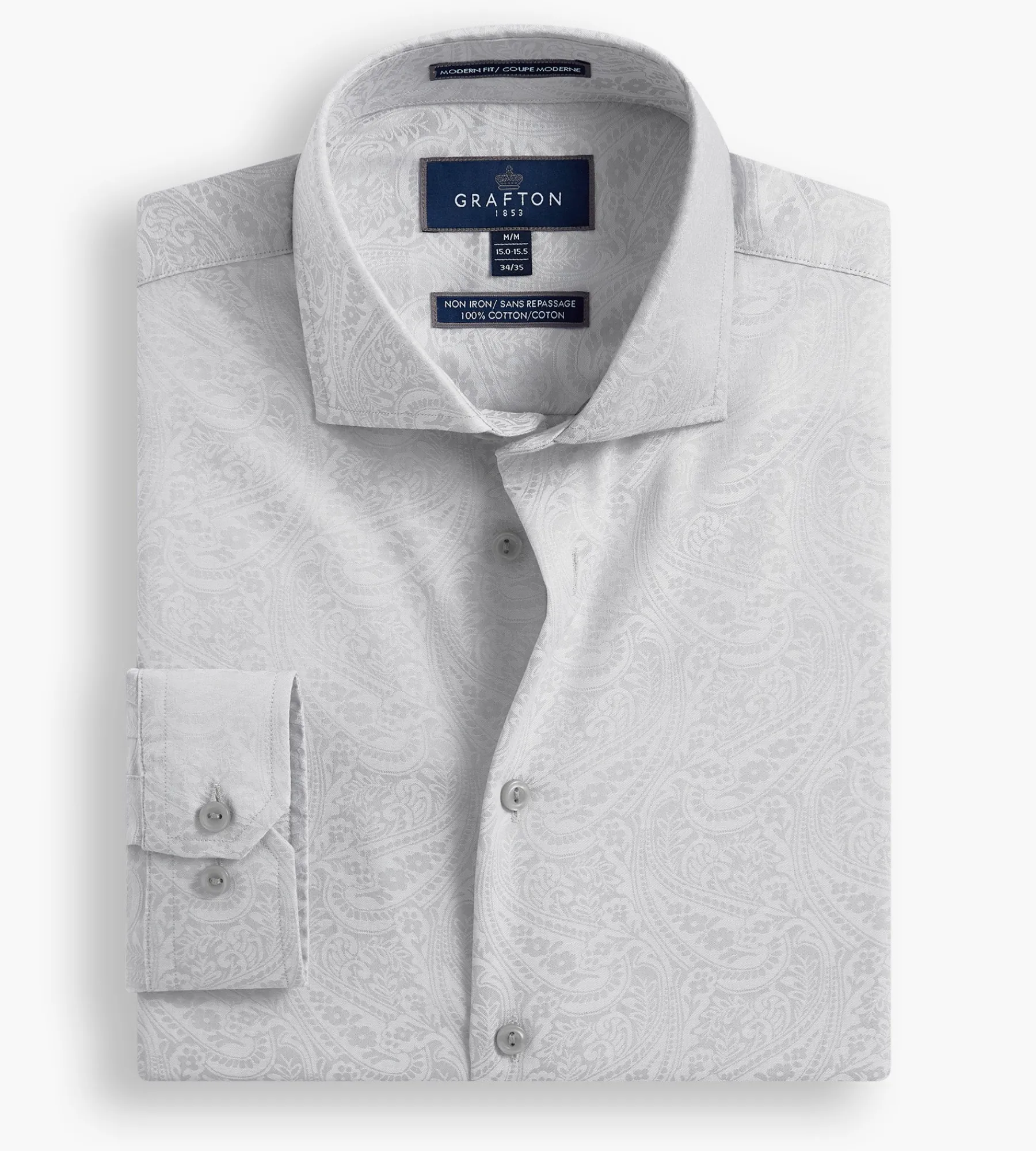 Grafton 1853 Dress Shirts*Modern Fit Ultra-Luxe Pasiley Dress Shirt Light grey