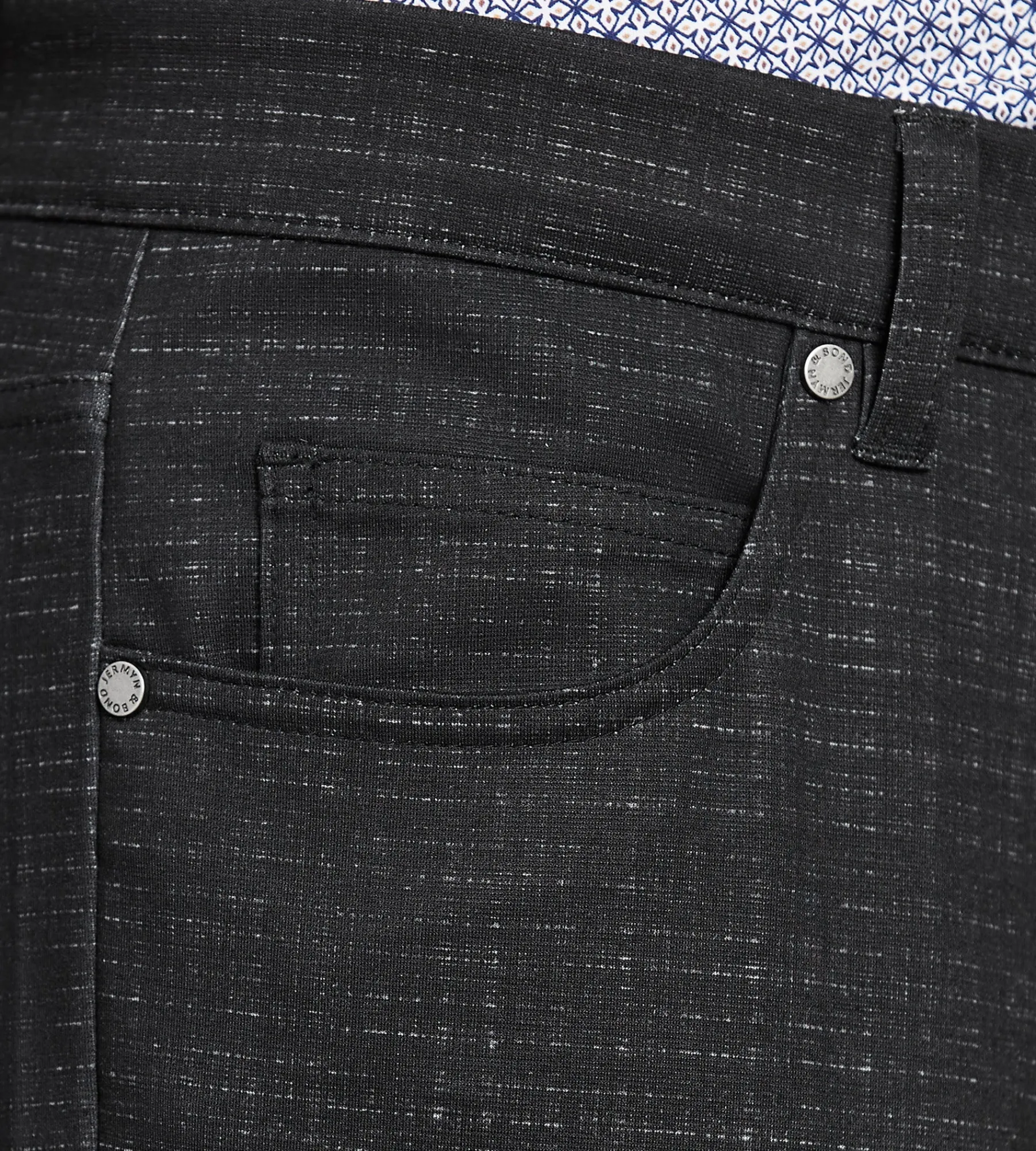 Jermyn & Bond Casual Pants*Modern Fit 4-way Stretch 5-Pocket Shadow Check Casual Pant Black
