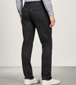 Jermyn & Bond Casual Pants*Modern Fit 4-way Stretch 5-Pocket Shadow Check Casual Pant Black