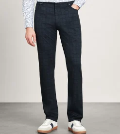 Jermyn & Bond Casual Pants*Modern Fit 4-way Stretch 5-Pocket Check Casual Pant Navy
