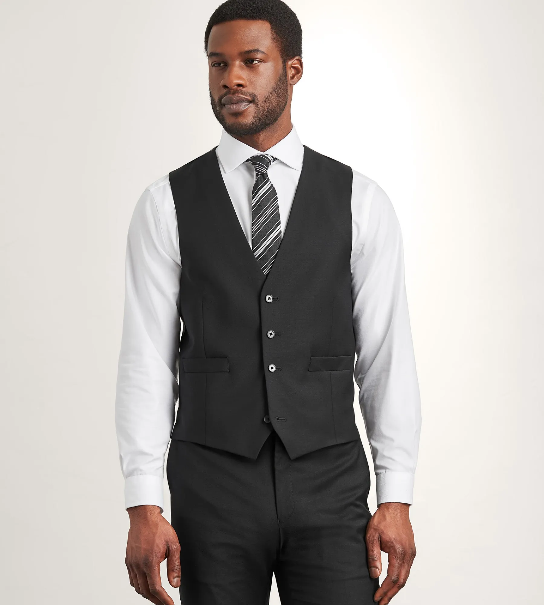 DKNY Vests*Modern Fit Wool Suit Vest Black
