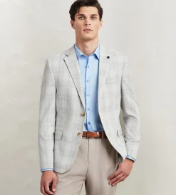 Hechter Paris Sport Jackets*Modern Fit Woven Plaid Sport Jacket Grey