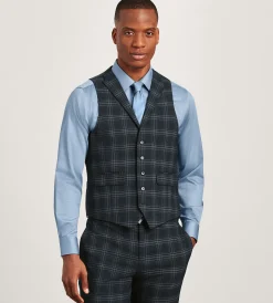 G Grafton Vests*Plaid Suit Vest Navy