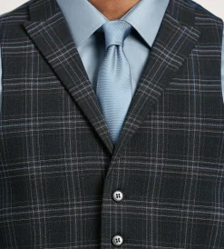 G Grafton Vests*Plaid Suit Vest Navy