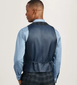 G Grafton Vests*Plaid Suit Vest Navy