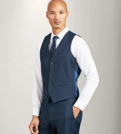G Grafton Vests*Plaid Suit Vest Navy