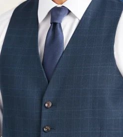 G Grafton Vests*Plaid Suit Vest Navy