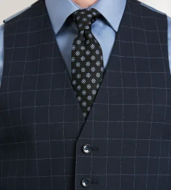 G Grafton Vests*Windowpane Suit Vest Navy