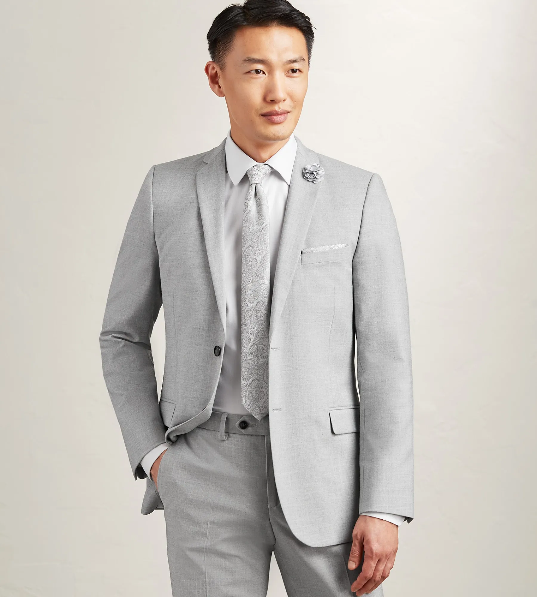 G Grafton Suit Separates*Slim Fit Light Grey Solid Suit