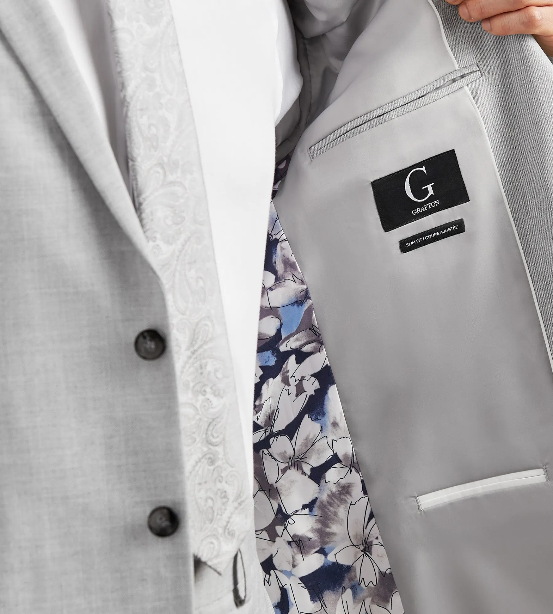 G Grafton Suit Separates*Slim Fit Light Grey Solid Suit