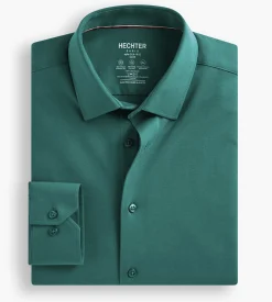 Hechter Paris Dress Shirts*Slim Fit 360° Stretch Knit Non-Iron Soft Touch Jersey Dress Shirt Teal