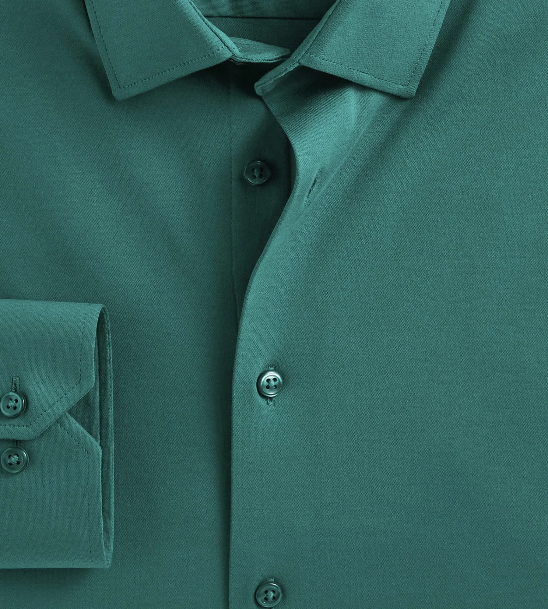 Hechter Paris Dress Shirts*Slim Fit 360° Stretch Knit Non-Iron Soft Touch Jersey Dress Shirt Teal