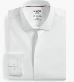 Hechter Paris Dress Shirts*Slim Fit 360° Stretch Knit Non-Iron Soft Touch Jersey Dress Shirt White