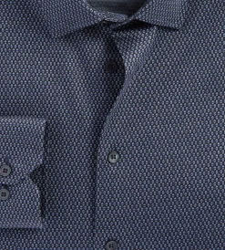 Hechter Paris Dress Shirts*Slim Fit 360° Stretch Soft Touch Jacquard Jersey Dress Shirt Black