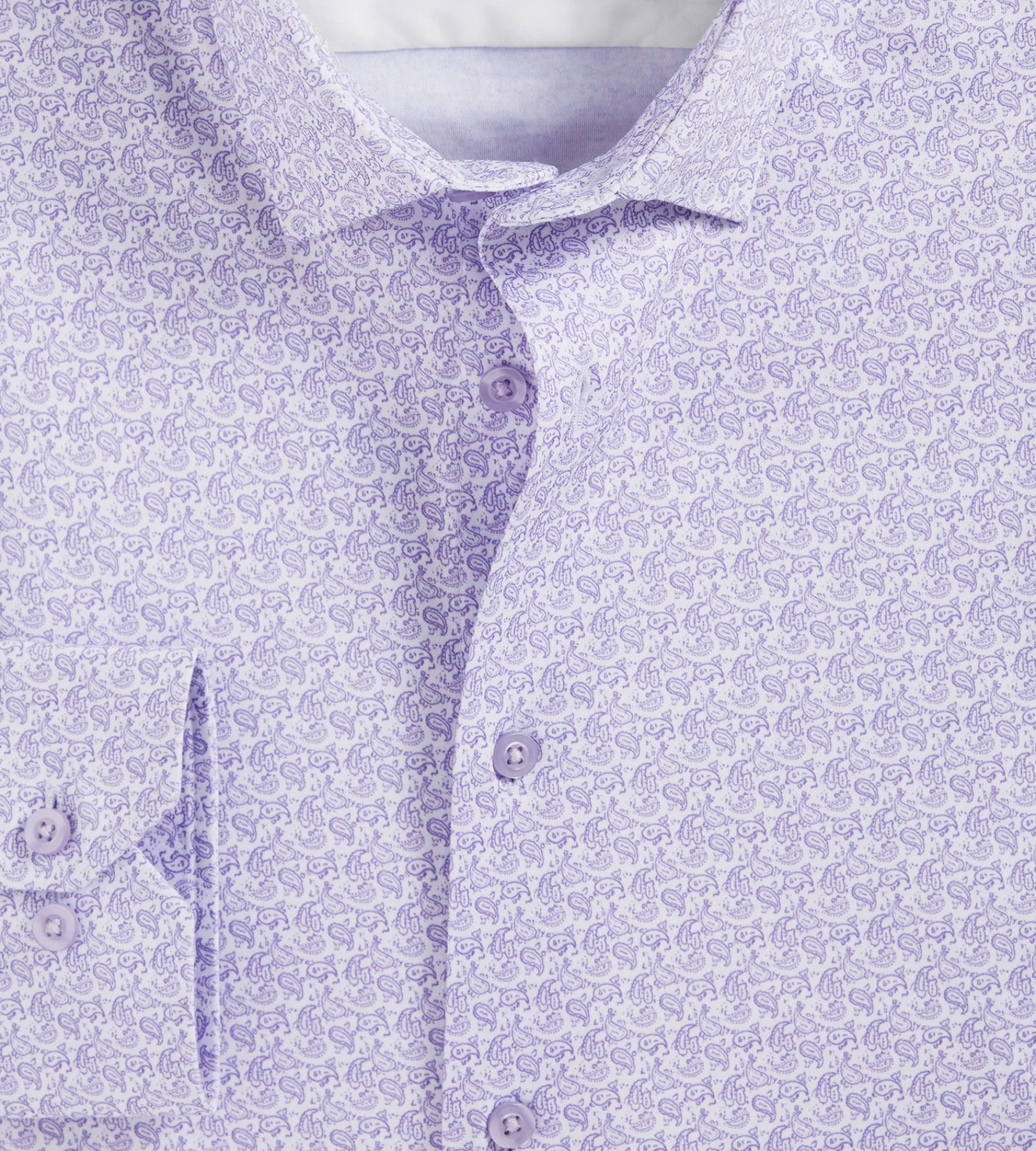 Hechter Paris Dress Shirts*Slim Fit 360° Stretch Soft Touch Paisley Print Jersey Dress Shirt Lavender