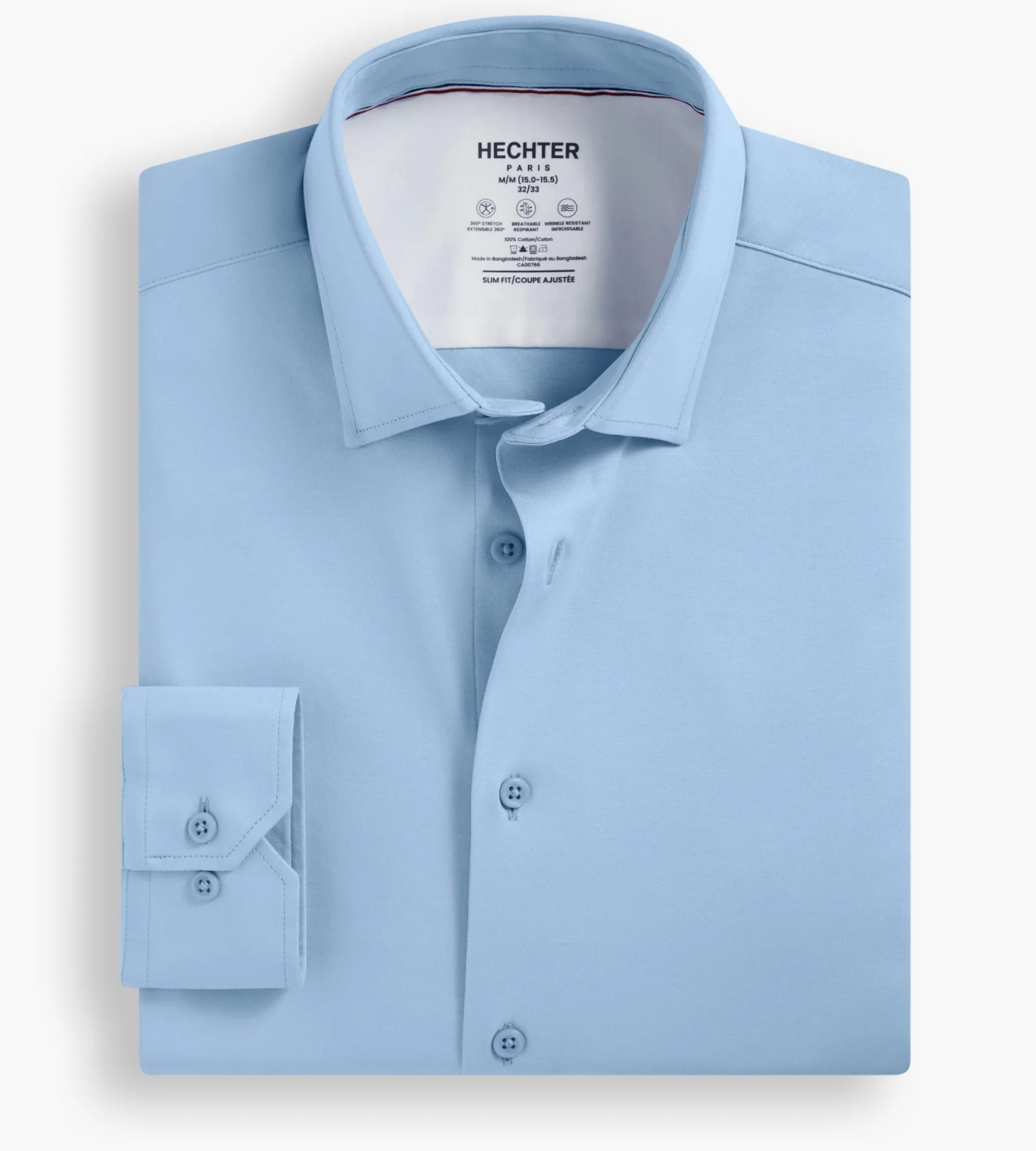Hechter Paris Dress Shirts*Slim Fit 360° Stretch Soft Touch Jersey Dress Shirt Light blue