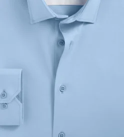Hechter Paris Dress Shirts*Slim Fit 360° Stretch Soft Touch Jersey Dress Shirt Light blue
