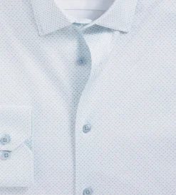 Hechter Paris Dress Shirts*Slim Fit 360° Stretch Soft Touch Geo Print Jersey Dress Shirt White