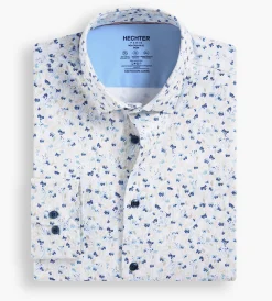 Hechter Paris Dress Shirts*Slim Fit 360° Stretch Soft Touch Botanical Print Jersey Dress Shirt Multi