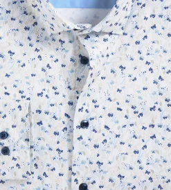 Hechter Paris Dress Shirts*Slim Fit 360° Stretch Soft Touch Botanical Print Jersey Dress Shirt Multi